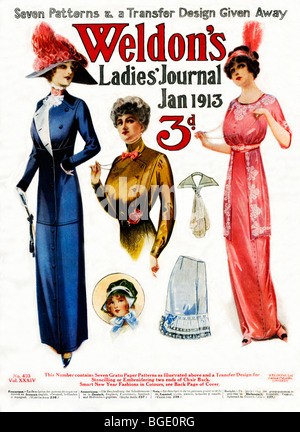 In Weldons Chers Journal, janv. 1913 Couverture du magazine de mode anglais avec des produits et de l'année Smart Nouvelle Fashions Banque D'Images