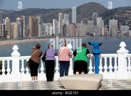 Skyline de Benidorm, Costa Blanca, Alicante, Espagne, Europe. Banque D'Images