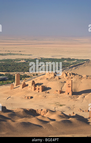 Syrie, Damas, Palmyre ruines (UNESCO Site), la vallée de tombes, des chambres funéraires towers Banque D'Images