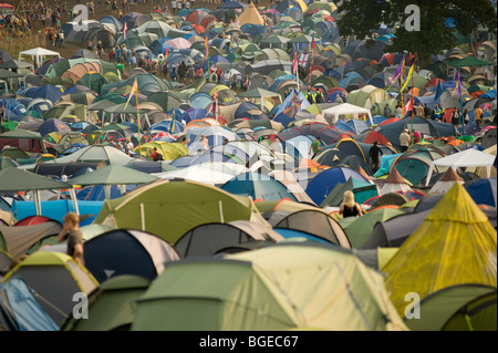 Camping au festival de Glastonbury, Somerset, UK, 2009. Banque D'Images