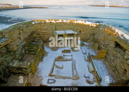 Skara Brae l'Europe du Nord est mieux préservé village néolithique des Orcades continentale région des Highlands en Écosse 5752 SCO Banque D'Images