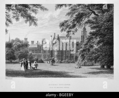 Sidney Sussex College, Cambridge - vue depuis le jardin du Maître Banque D'Images