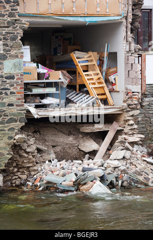 Une maison endommagée par les inondations à Keswick, UK. Banque D'Images