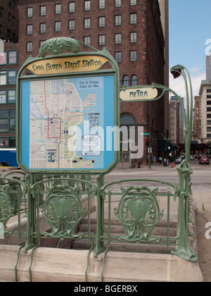 L'Illinois Chicago Elk 1008 Van Buren Street Station entrée Banque D'Images