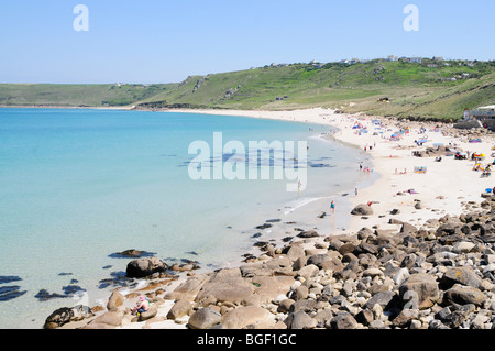 La plage de Sennen, Cornwall, England, UK Banque D'Images