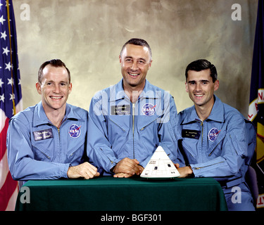 Apollo 1 premier équipage, Edward H. White II, Virgil I. "Gus" Grissom, et Roger B. Chaffee. Banque D'Images