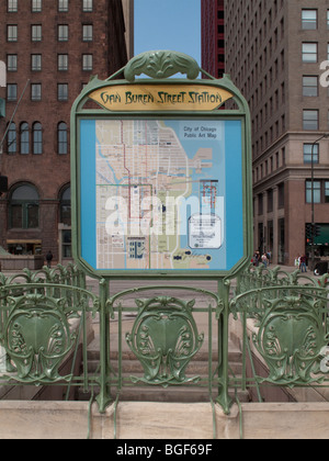 L'Illinois Chicago Elk 1009 Van Buren Street Station entrée Banque D'Images