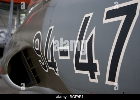 Numéro de vol est imprimé sur avion dans le Deutsches Museum : terrain d'Oberschleissheim - Bavière, Allemagne Banque D'Images