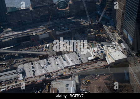 Réaménagement du Ground Zero à partir de la 17e étage de l'hôtel Hilton - Juin 2008 Banque D'Images