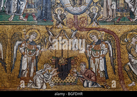 Jugement dernier, 12e siècle mosaïque byzantine, cathédrale de Santa Maria Assunta, Torcello, Venise, Vénétie, Italie Banque D'Images