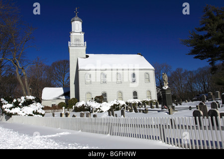 L'Église presbytérienne de Setauket après tempête, Long Island NY Banque D'Images