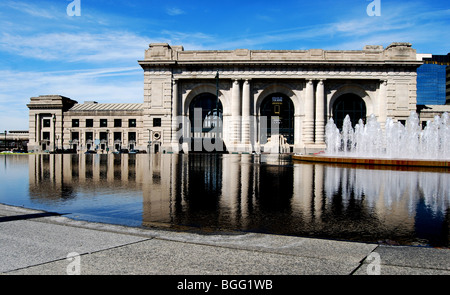 La gare Union/Downtown Kansas City Reflet Banque D'Images