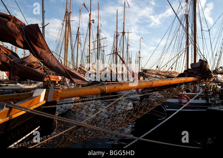 Vieux navires à voile à Faaborg harbour, Danemark Banque D'Images