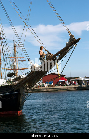 Vieux navires à voile à Faaborg harbour, Danemark Banque D'Images