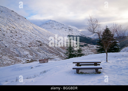 Paysage de neige, Glen Croe, Arrochar, Scotland, Argyll, Décembre 2009 Banque D'Images