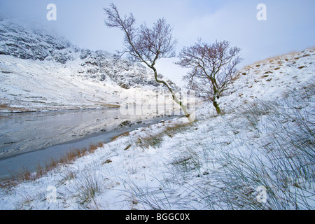 La neige et la glace, Loch Restil, reste et d'être reconnaissants, Arrochar, Argyll, Scotland, Décembre 2009 Banque D'Images