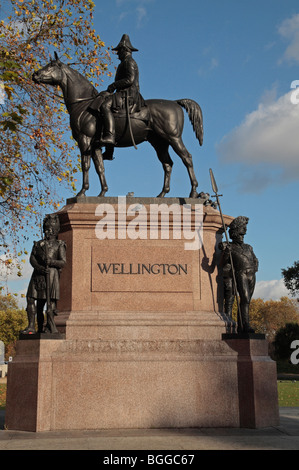 Statue en bronze de Duc de Wellington à cheval, Hyde Park Corner, London, UK. Banque D'Images