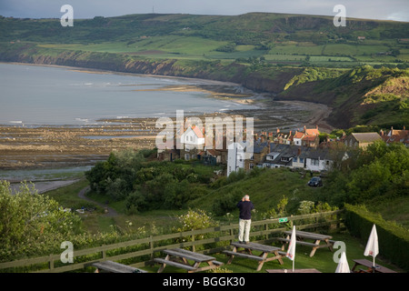 Fyling Thorpe Royaume-uni Angleterre GO Robin Hoods bay view à partir de la Station Road Banque D'Images