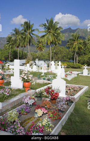 Cimetière, Nuku Hiva, Taihoae, Polynésie Française Banque D'Images