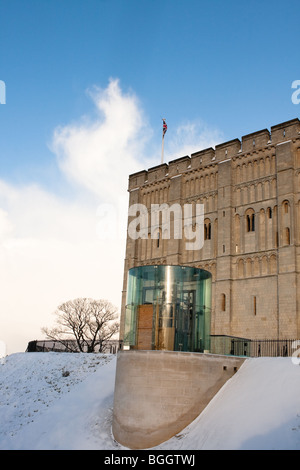 Le château de Norwich Norwich - autour de Norfolk au Royaume-Uni de neige de début janvier, 2010 Banque D'Images