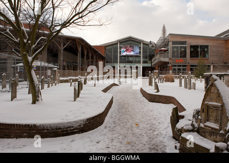 Centre Commercial Chapelfield - autour de Norwich au Royaume-Uni de neige de début janvier 2010. Banque D'Images