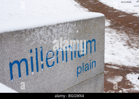 La bibliothèque du millénaire à Norwich - autour de Norwich au Royaume-Uni de neige de début janvier 2010. Banque D'Images