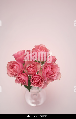 Roses roses dans un vase Banque D'Images
