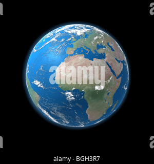 Carte de la Terre très détaillés, Europe, Afrique, Asie Banque D'Images