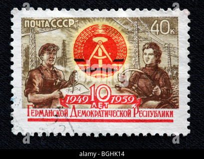 10 ans de République démocratique allemande (DDR), timbre-poste, URSS, 1959 Banque D'Images