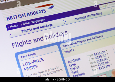 Site web de British Airways Banque D'Images