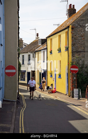 Maisons colorées à Coombe Street, Lyme Regis, Dorset, England, UK Banque D'Images