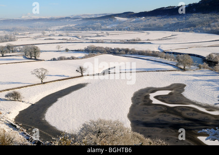 Lacs gelés dans la vallée de la Tywi vers Carmarthenshire Wales Cymru uK GO Banque D'Images