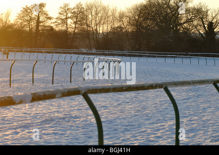 Hippodrome de Warwick avec neige sur, Warwickshire, England, UK Banque D'Images