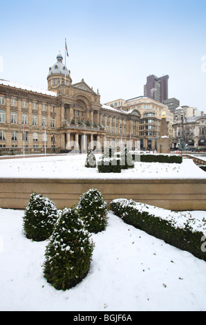 Square Victoria, du Conseil des bureaux dans le centre-ville de Birmingham dans la neige. Banque D'Images