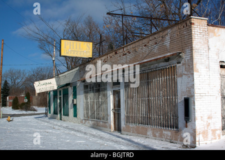 Les bâtiments commerciaux vacants Flint Michigan USA Banque D'Images