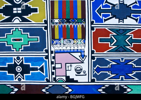 Ndebele traditionnel conception géométrique, Afrique du Sud Banque D'Images