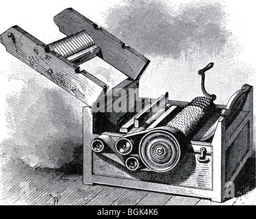 ELI WHITNEY'S COTTON GIN inventé en 1793 - voir description ci-dessous pour plus de détails. Il s'agit d'une version du début du 19e siècle. Banque D'Images