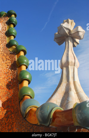 Détail de la maison Batlló Antoni Gaudi, à Barcelone. Banque D'Images