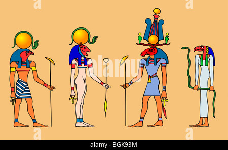 Divers dieux et déesse égyptienne Banque D'Images