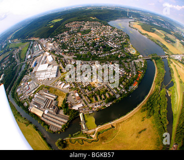 Photo aérienne, Ruhr river bend, Harkortsee lake, ville de marché plus humides, Nordrhein-Westfalen, Germany, Europe Banque D'Images