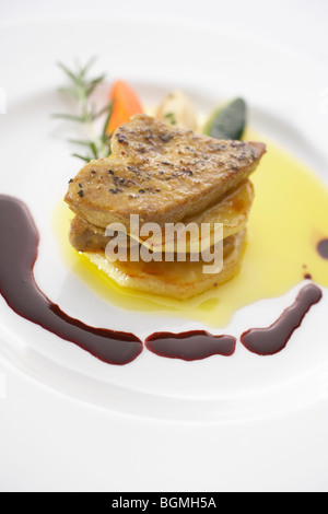 Viande sautés au foie gras Banque D'Images