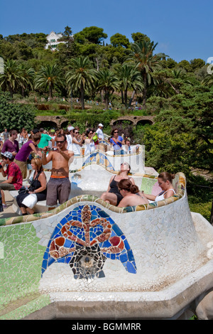 Barcelona - Spanish Art Nouveau movement - Modernisme - Gaudi - Park Guell de Gaudi Banque D'Images