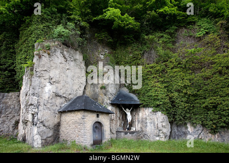 Mémorial pour le Roi Albert I qui sont morts dans un accident d'Alpinisme Escalade en solo à Marche-les-Dames, Namur, Belgique Banque D'Images