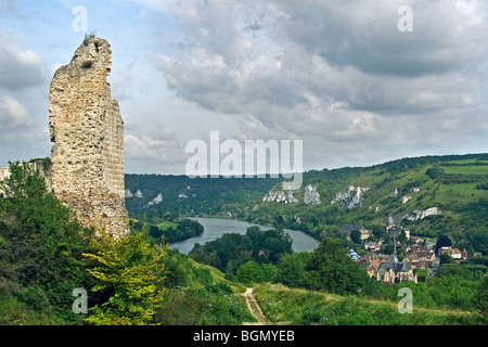 Château-Gaillard, les ruines d'un château médiéval aux Andelys, Normandie, France Banque D'Images