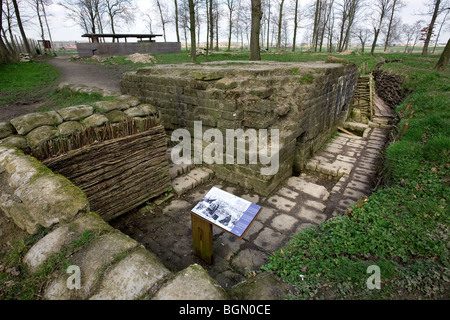 Bayernwald, un site avec l'Allemand WW1 tranchées de la Première Guerre mondiale, à Barraute camu, Kemmel, Belgique Banque D'Images