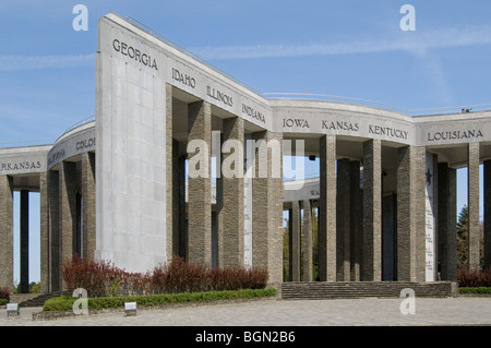 La Seconde Guerre mondiale Mémorial américain à la colline du Mardasson commémore la WW2 Bataille des Ardennes, Bastogne, Ardennes, Belgique Banque D'Images