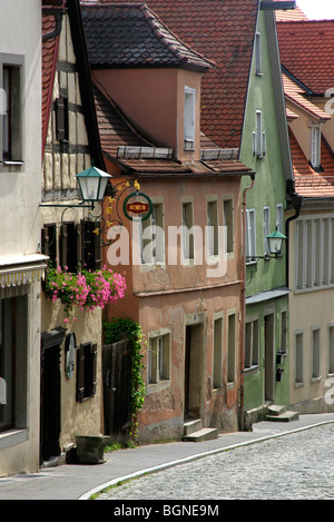 Maisons colorées à Rothenburg ob der Tauber, Bavière, Allemagne Banque D'Images
