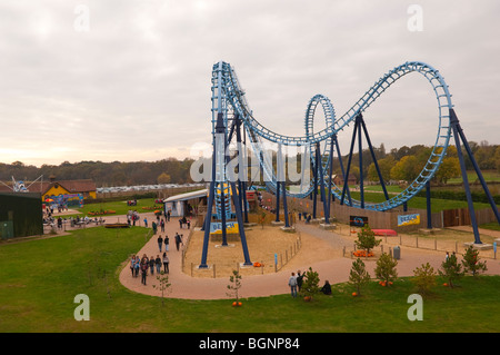 Le WIPEOUT Rollercoaster à Pleasurewood Hills Parc de loisirs à thème Gunton près de Lowestoft, Suffolk, UK Banque D'Images