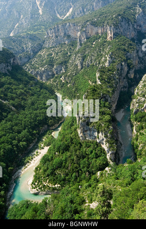 Meander et calcaires abruptes du canyon Gorges du Verdon / Gorges du Verdon, Alpes de Haute Provence, Provence, France Banque D'Images