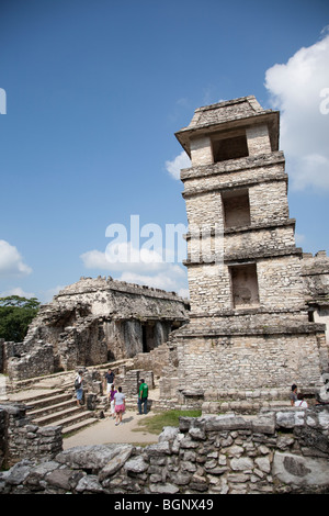 Palace, Site archéologique de Palenque, Chiapas, Mexique. Banque D'Images